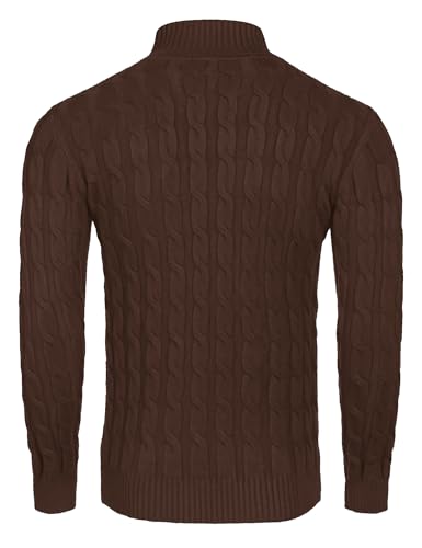 Image of COOFANDY Men's Slim Fit Turtleneck Sweater Casual Twisted Knitted Pullover | Turtleneck Design, Cable Knit Texture with Ultra Stretch, Slim Fit Thermal, Business Casual Office Wear, Fall Winter Clothing