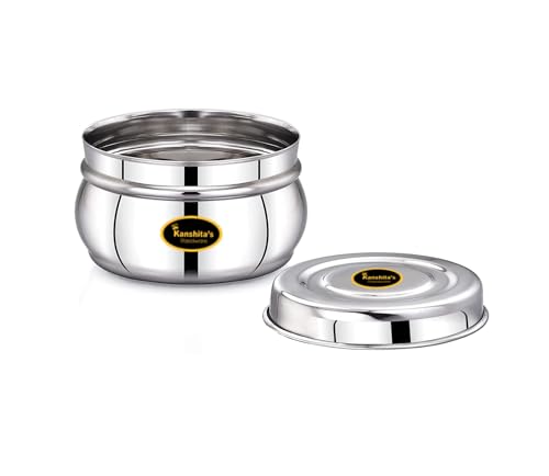 Image of Kanshita's Rasoiware Premium Belly Shape Stainless Steel Mini Canisters - 200 ml Spice & Snack Storage Containers (Set of 4)