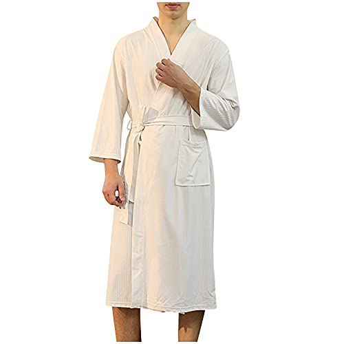 Bata de baño unisex de poliéster XL blanca para mañanas relajantes en casa