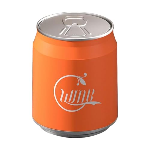 NonMiFyR Papelera con Forma de Lata de Refresco, Pequeño Contenedor de Basura Tipo, con Tapa, para Baño, Cocina Y Entrada del Hogar, Naranja, Individual