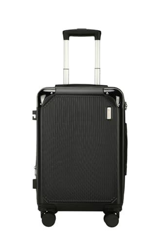 Mala de Viagem de Bordo 10Kg Zíper EXPANSÍVEL Padrão ANAC Rígida Rodas duplas 360° Porta Copo Cadeado AntiFurto Resistente Espaçosa (Preto)
