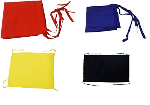 Golden Drops Pack of 8 Sikh Cotton Patka 70 cm X 70 cm Head wrap Dastaar Headwear Small Scarf with 4 Strings (2 Navy Blue + 2 Black+ 2 Red + 2 Yellow)