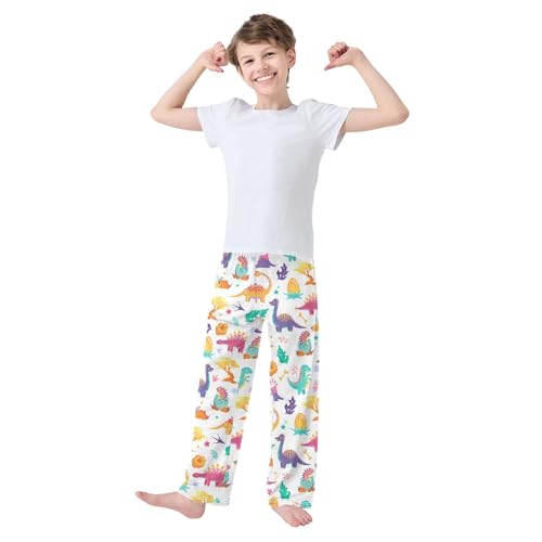 ZZXXB Dinosaur and Egg Boys Long Pants Soft Trousers Elastic Waist Kids Lounge Bottoms with Pockets S-XL2