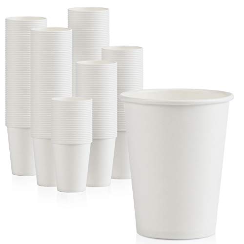 1000 Pack 8 oz Disposable White Paper Cups - On the Go Hot and Cold Beverage All-Purpose Sampling Portion Cup for Coffee Espresso Cortado Latte Cappuccino and Tea Food Grade Safe