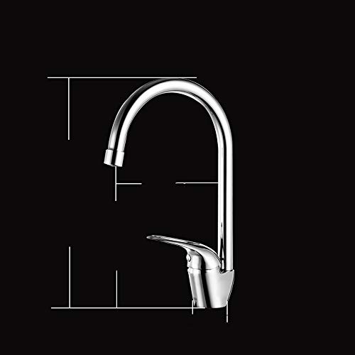 Grifo de cocina mezclador con caño giratorio de cobre fino y funcionamiento para agua fría y caliente 4
