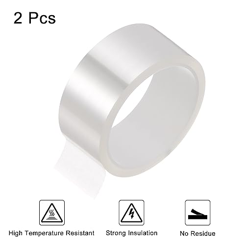 Image of HARFINGTON 2 Rolls Heat Tape High Temperature Heat Resistant Tape 40mmx33m(108ft) Sublimation Thermal Heat Transfer Tape for Sublimation Press No Residue, Clear