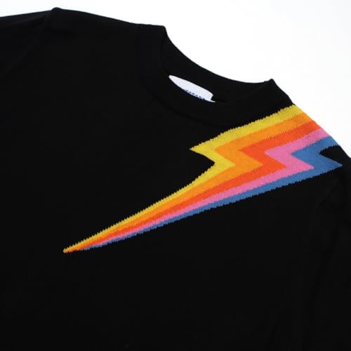 OXKnit Women's 1960s Retro Black Short Sleeve T-Shirts, Lightning Sleeve Crewneck Casual Knitted Tops3