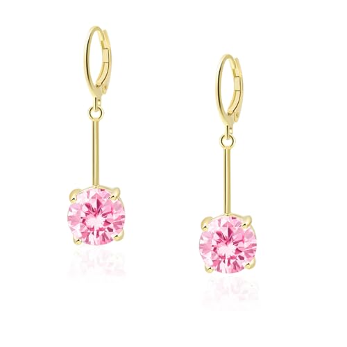 VONSSY Pendantes Boucles d'oreilles | zircone cubique 5A, platine ou plaqué or 18 carats, boucles d'oreilles en cristal/rubis émeraude/saphir à créoles à...