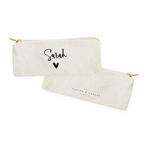 Image of The Cotton & Canvas Co. Personalized Name Heart Small Cosmetic Case and Travel Pouch for Office and On the Go