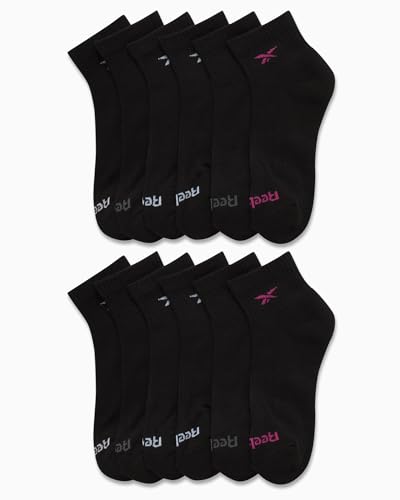 Reebok Girls' Quarter Socks - 12 Pack Stretch Performance Quarter Cut Arch Support Socks - Cushioned Athletic Socks for Girls2
