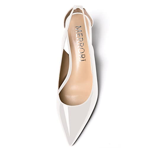 MERRORI Women's Pointed Toe Cut Out Slip On Dress Evening Patent Wedge Low Heel Pumps Shoes 2 Inch3