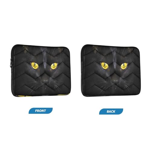 Funda para portátil de 13-14 pulgadas con diseño ojos de gato amarillos miniatura 2