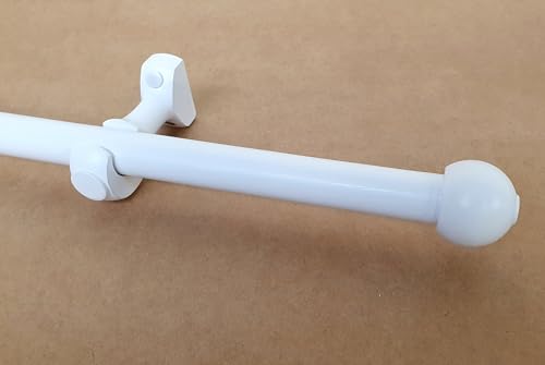 MadeInNature Tringle à Rideaux en Bois, diamètre Ø 28 mm, Kit Tringle à Rideaux Complet Avec Embouts et Supports, Longueur et Couleurs au Choix (Blanc, Embout Boule,...