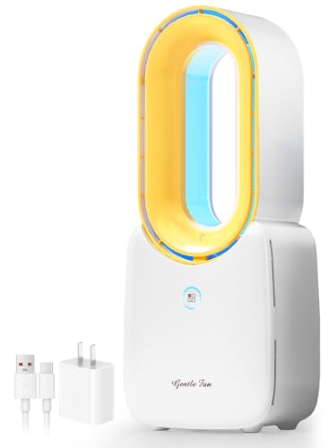 let'me Bladeless Desk Fan, 11.8 inch Quiet Portable Fan with 5-Color LED Light and Touch Control,...