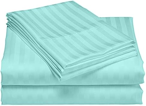 V Berth Boating Sheet Set 100% Egyptian Cotton 400 Thread Count Universal V Berth Sheet Set Boat Bedding Fits mattresses up to 8 Depth, Sailboat Boaters Gift - Aqua Blue Stripe