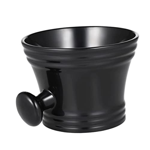 DEARMAMY Shaving Soap Bowl for Men Durable Plastic Shaving Mug with Round Handle Portable and Stylish Face Care Accessory Black