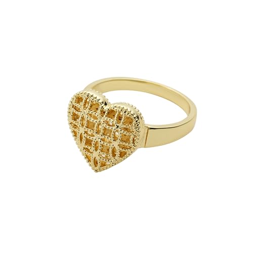14K Gold Plated Rings For Women/Men,Gold Heart Shaped Nugget Rings For Women,Mesh Love Vintage Promise Rings For Her4