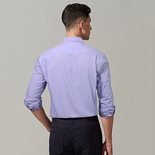Image of HISDERN Mens Business Dress Shirts Long Sleeve Casual Button Down Shirt Formal Inner Collar Contrast Shirt for Men Wedding