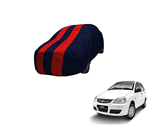 Image of Auto Hub Car Cover Compatible with Tata Indica with Mirror Pocket,Triple Stitched, Weather Proof, Indica Car Cover- Navy-Red