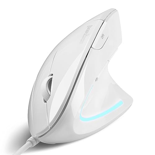 perixx PERIMICE-513W Souris USB Verticale Filaire Blanche 6 Boutons 1000/1600 DPI Droitier