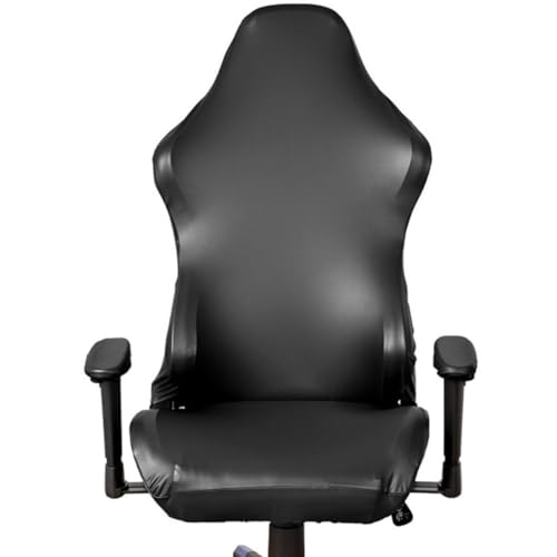Housse de siège pour chaise de jeu en PU noir lavable et imperméable - 2