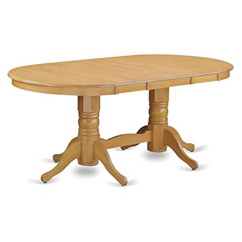 East West Furniture Mesa Ovalada con Doble Pedestal y Hoja de Mariposa Cover