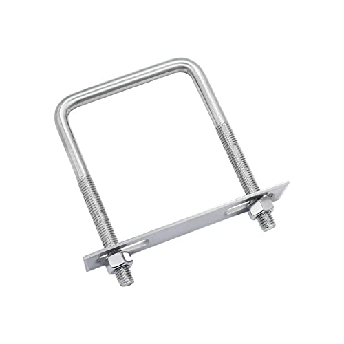 Image of 304 Stainless Steel Square U-Bolts 3.94 inch(100mm) Inner Width, 3.94 inch(100mm) Length Stainless M8 with Nuts, Frame Plate, Accessories for Automobiles Trailer, Boat Trailer Industrial Parts