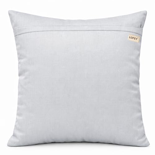 Image of LOFEY Dupion Silk Cushion Cover, 16 x 16 Inch (40 x 40 cm), Decorative Sofa Pillow Cover, Zipper Closure (Pack of 2, Silver)