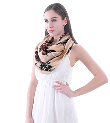 Lina & Lily Skull Rose Print Women's Infinity Scarf Lightweight3