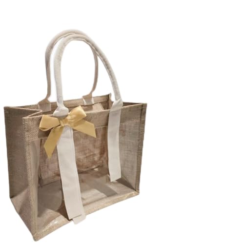 Bolsa De Palha Natural Feminina Mochila Juta para Praia Grande Com Zíper Transparente