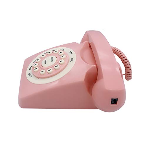 Retro Corded Landline Phone, Telpal Classic Vintage Old Fashion Telephone For Home & Office, Wired Home Phone Gift For Seniors (Pink) #TOP2