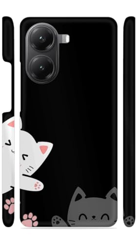 Image of White Grey Kitties Designer Printed Hard Back Cover for Poco X7 Pro 5G Attractive and Uniquely Crafted Smartphone Case