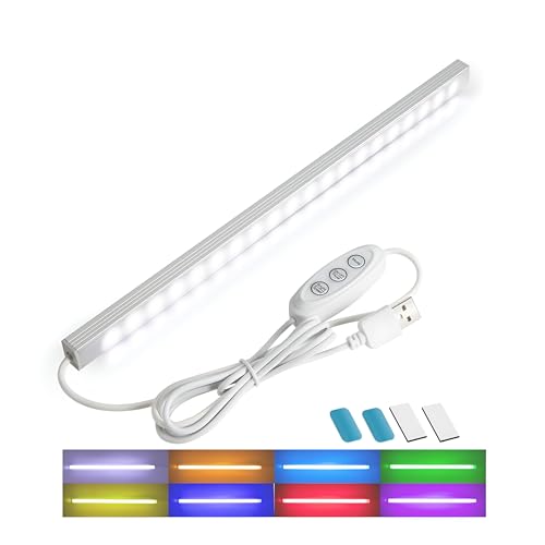 AXHHTVCGY RGB Light Bar with Color Memory & Dimmable Brightness for Monitor/Desk, Under Cabinet Lights with 8 Colors & Dynamic Modes, Magnetic Installation for Kitchen, Room, Shelf, USB Powered