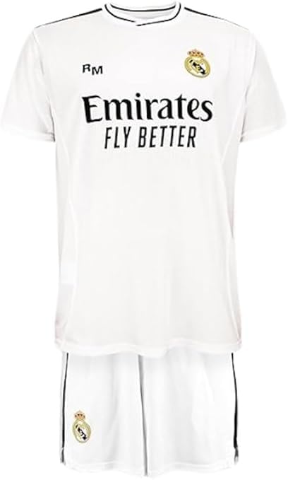Real Madrid Replica Oficial con Licencia - Camiseta y pantalón de la Primera Equipacion - Temporada 24/25 - NIÑO - Personalizable