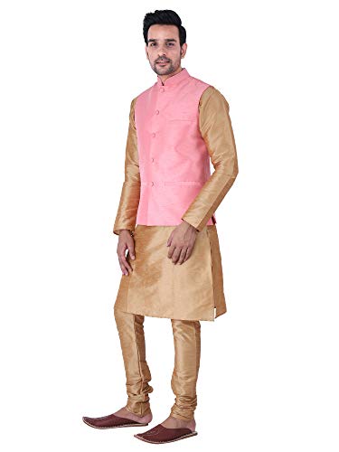 Image of Sadree Silk Men's Kurta Pajama Waistcoat or Nehru Jacket Set
