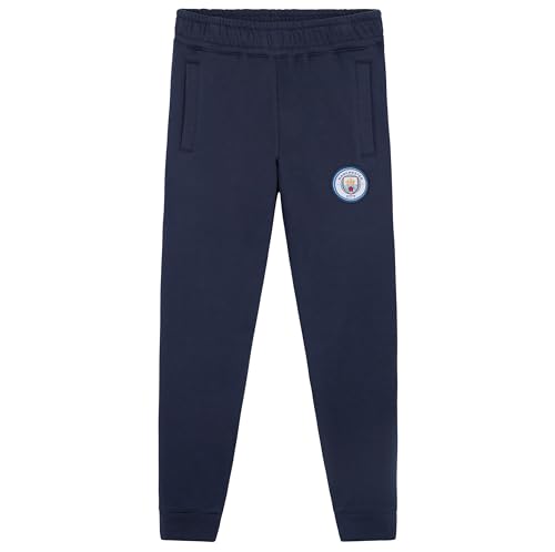 Manchester City FC Tracksuit Bottoms or Boys Hoodie Track Jacket for Teenagers Boys Joggers 7-14 Years Man City Gifts (Navy Joggers, 13-14 Years)