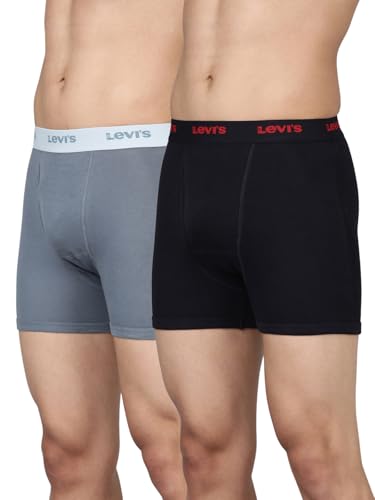 Image of Levi's 001 Classic Boxer Brief for Men | 100% Pure Cotton | Solid | Mid-Rise Men's Underwear | Anti-Roll Waistband | Durable Comfort with Extra Supportive Gusset | Functional Fly | Pack of 2