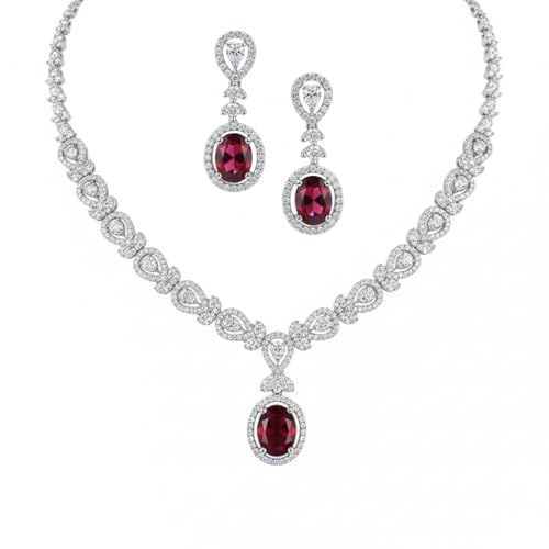 Image of American Diamond Necklace Set | CZ Stones, Rhodium-Plated Finish | Bridal Jewelry with Earrings for Weddings, Parties & Festivals