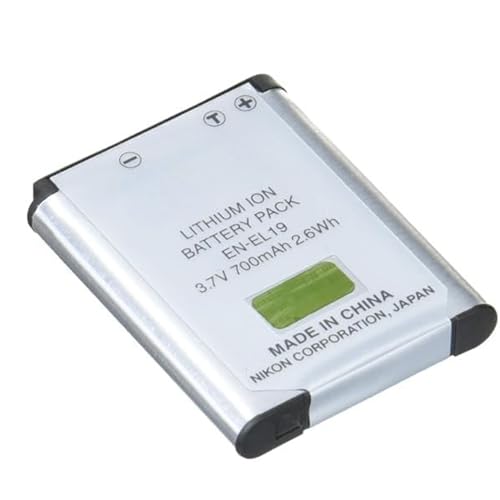 Image of Rechargeable Camera Battery Compatible with Nikon EN-EL19 | 3.7V 700mAh 2.6Wh Li-Ion Replacement Battery for Nikon Digital Cameras | Reliable Power Backup