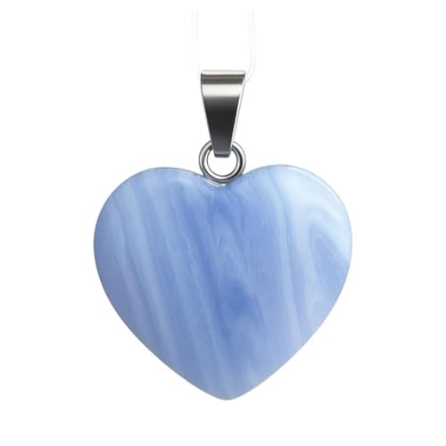 Felicidade Pendentif Cœur en Calcédoine Bleue Naturelle – Pierre Semi-Précieuse Authentique – Bijou Élégant & Apaisant – Énergie Positive & Sérénité – Accessoire Lithothérapie pour Femme –...