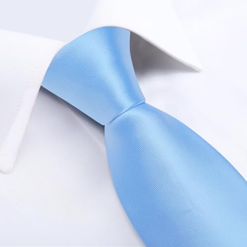 Image of DiBanGu Mens Solid Color Tie and Pocket Square Set Woven Silk Plain Necktie & Handkerchief for Men Wedding Party Formal