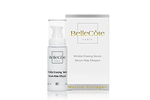 Wrinkle Erasing Serum 1 oz - Ultimate Skin Repair, Brighten & Plump Face Treatment - Marine Collagen, Vitamin C + E Complex & Monoi Oil - BelleCote