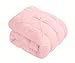EVOLIVE 4pc Set Pinch Pleat/Kiss Pleat, Pintuck Down Alternative Comforter Set with Pompom (Full/Queen, Pink)