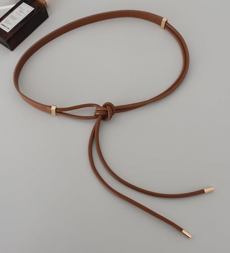 Women PU Leather Tie Rope Belt Double Strap Skinny Belts2