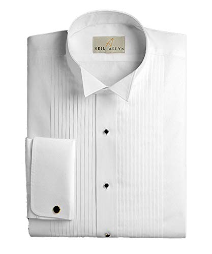 Neil Allyn 1/4 Pleat Cotton Wing Collar Shirt with French Cuffs