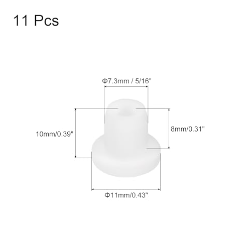 Image of MECCANIXITY 11pcs T-Shaped Silicone Plugs 7.3mm 5 /16 Inch Dia Snap in Plug Hole Seal Cover Round Rubber Stopper for Kitchen Rubber Bulkheads Waterproof Sealing Plugs White