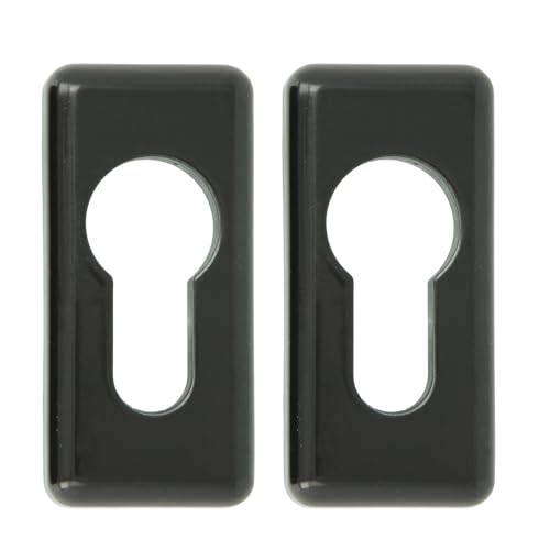 Amig - Bocallave para cilindro europerfil - Zamak resistente y anticorrosión - Diseño minimalista compatible con manillas de roseta - Embellecedor cerradura puerta, Negro, 59x28 mm