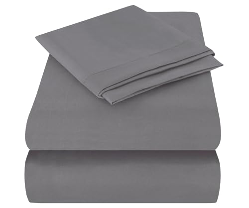 Opiniones de Tela Gris Oxford los mejores 5. 44 Yamel Juego de Sábanas Essential 2000 Hilos con Brushing de Suavidad Hogar (Gris Oxford, King Size)