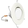 Sunco Lighting - LED Can Lights Eyeball Retrofit Gimbal 5/6 Inch Recessed Lights Dimmable, 12W=60W, 3000K Warm White, 800 LM, Directional Angled Trim Adjustable Ceiling Downlight, UL