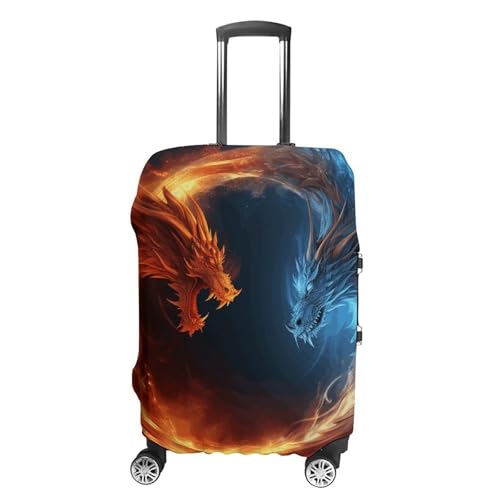 Carry on Luggage Cover Fire And Ice Dragons Suitcase Covers for Luggages Tsa Approved Travel Luggage Sleeve Protector Elastic Suitcase Protector Anti-Scratch Washable Fits 19-30 Inch Case -XL